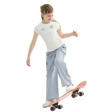 Rolanko Girls Y2K Blue Parachute Pants Comfortable Streetwear