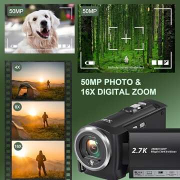 Gcasio 2.7K Video Camera for Vlogging and Streaming