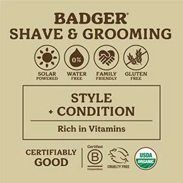 Badger Hair Pomade for Men, 100% Organic, Easy to Use, Subtle Masculine Scent, Medium Hold Hair Pomade with Medium Shine Finish, 2 oz Tin