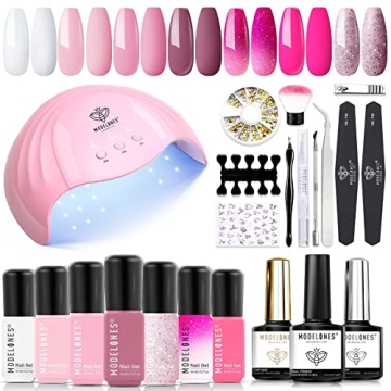 MODELONES Gel Nail Kit with 48W LED Light for Home Manicure