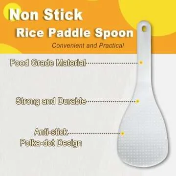 Vonty 2pcs Plastic Rice Paddle Spoon 7.5 Inch, White