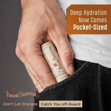 Vintage Tradition Moisturizing Beef Tallow Lip Balm – Tube Lip Moisturizer with Peppermint Essential Oil Hydrates & Soothes Dry Lips – Grass-Fed Tallow Balm for Skin Care, 0.5 Fl. Oz.