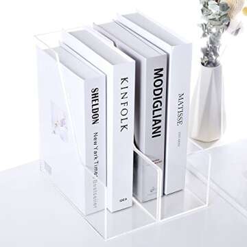 TONICE 2 Slot Clear Acrylic Office Magazine Holder File Holder Office File Organizer and Small Bookshelf for Kids