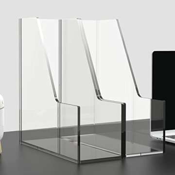 TONICE 2 Slot Clear Acrylic Office Magazine Holder File Holder Office File Organizer and Small Bookshelf for Kids