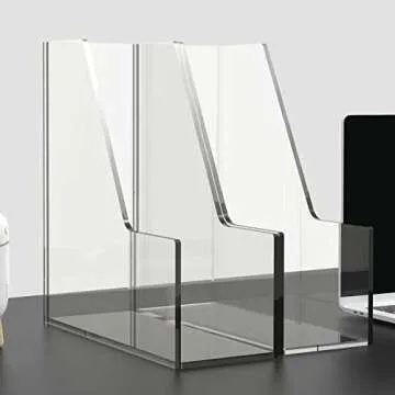 TONICE 2 Slot Clear Acrylic Office Magazine Holder File Holder Office File Organizer and Small Bookshelf for Kids