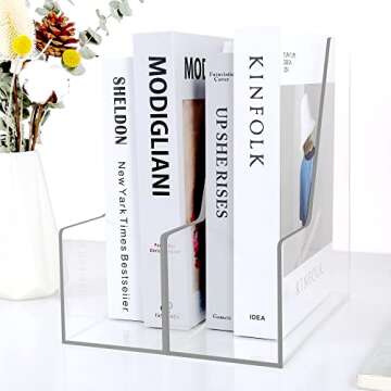 TONICE 2 Slot Clear Acrylic Office Magazine Holder File Holder Office File Organizer and Small Bookshelf for Kids
