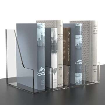 TONICE 2 Slot Clear Acrylic Office Magazine Holder File Holder Office File Organizer and Small Bookshelf for Kids