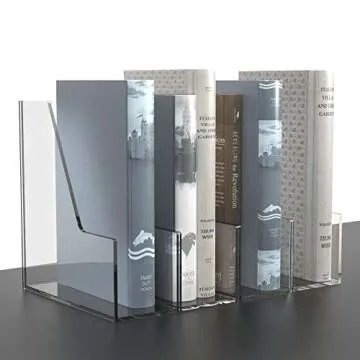 TONICE 2 Slot Clear Acrylic Office Magazine Holder File Holder Office File Organizer and Small Bookshelf for Kids