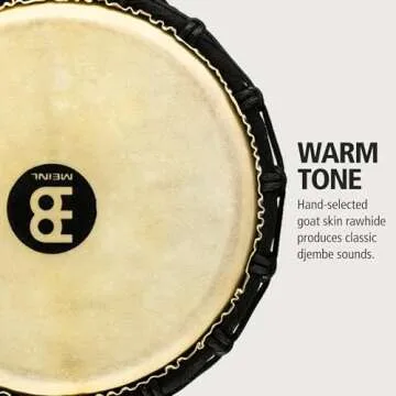 Meinl Percussion Djembe Hand Drum Circle Instrument, Carved Mahogany Headliner Series — NOT Made in China — African Mali Weave Ropes, 2-Year Warranty, Black River, Small (HDJ3-S)