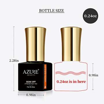 Azurebeauty Gel Base No Wipe Top Coat Set - Long Lasting Need UV LED for Soak Off Gel Nail Polish Set