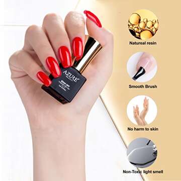 Azurebeauty Gel Base No Wipe Top Coat Set - Long Lasting Need UV LED for Soak Off Gel Nail Polish Set