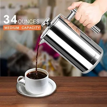 Secura French Press Coffee Maker - 34oz Stainless Steel