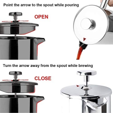 Secura French Press Coffee Maker - 34oz Stainless Steel