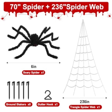 Land Guard 240'' Big Spider Halloween Decor for Party