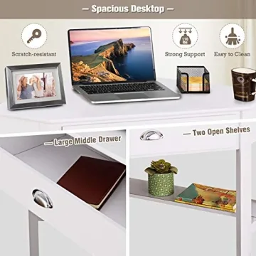 Elegant Giantex Corner Desk with Drawer and Storage Shelf