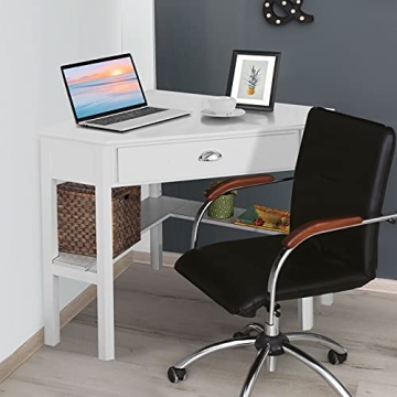 Elegant Giantex Corner Desk with Drawer and Storage Shelf
