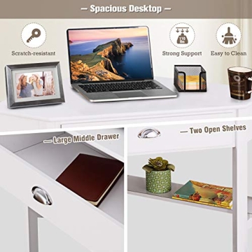 Elegant Giantex Corner Desk with Drawer and Storage Shelf