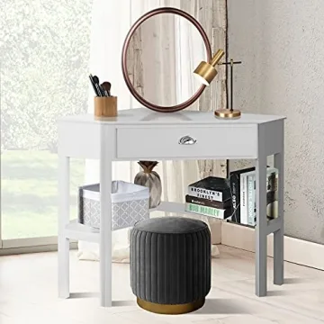 Elegant Giantex Corner Desk with Drawer and Storage Shelf