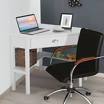 Elegant Giantex Corner Desk with Drawer and Storage Shelf