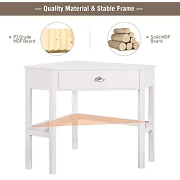 Elegant Giantex Corner Desk with Drawer and Storage Shelf