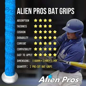 Alien Pros Baseball Bat Grip Tape - Easy to Install & Durable