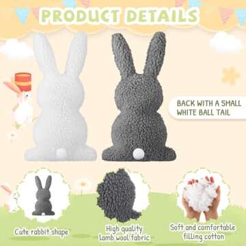 Seeloowy 2 Pieces Bunny Throw Pillow for Easter Decor