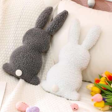 Seeloowy 2 Pieces Bunny Throw Pillow for Easter Decor
