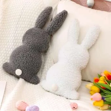 Seeloowy 2 Pieces Bunny Throw Pillow for Easter Decor