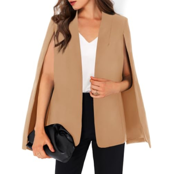 GAMISOTE Womens Casual Blazer Cape Open Front Split Sleeve Long Cloak Jacket Coat Workwear (X-Large,...