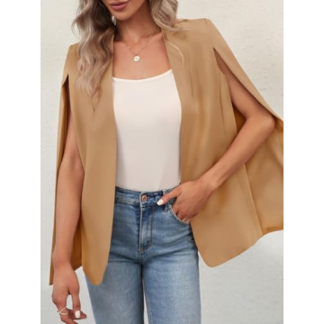 Stylish GAMISOTE Women’s Casual Blazer Cape for Elegance