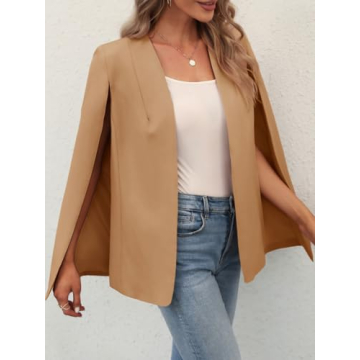 Stylish GAMISOTE Women’s Casual Blazer Cape for Elegance