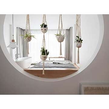 Stylish EHWINE Macrame Plant Hanger Set for Indoor and Outdoor