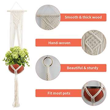Stylish EHWINE Macrame Plant Hanger Set for Indoor and Outdoor