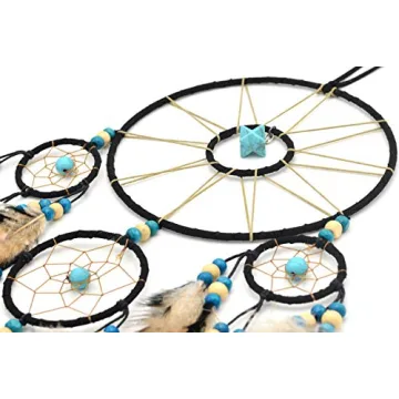 Large Black Turquoise Dream Catchers for Bedroom
