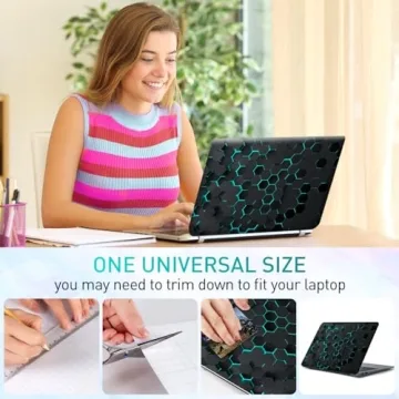 NXZGO 12.1-15.6 Inch Laptop Skin Decal, Universal Reusable Vinyl Laptop Cover Sticker, Waterproof Art Decal Protector in Black Honeycomb