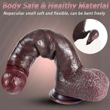 Realistic Movable Foreskin Dildos Sex Toy, 10.63 inch Dual Layer Big Silicone Dildo Penis with Strong Suction Cup for Vaginal or Anal Play, Soft Lifelike Huge Anal Dildo Adult Toy for Women/Men
