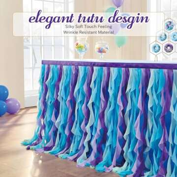 leegleri 6FT/72inch Mermaid Curly Willow Tulle Ruffle Table Skirt Rectangle Tables or Round Tables, ...