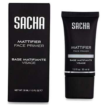 Sacha Mattifier, Mattifying Foundation Primer. Blurs Fine Lines, Pores and Wrinkles. Matte Face Primer and Hydrating Makeup Base for Oily, Combination Skin. 1.0 oz