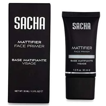 Sacha Mattifier, Mattifying Foundation Primer. Blurs Fine Lines, Pores and Wrinkles. Matte Face Primer and Hydrating Makeup Base for Oily, Combination Skin. 1.0 oz