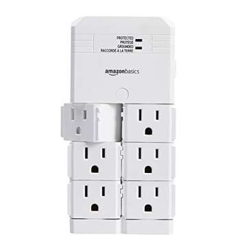 6-Outlet Surge Protector with Rotating Design - White