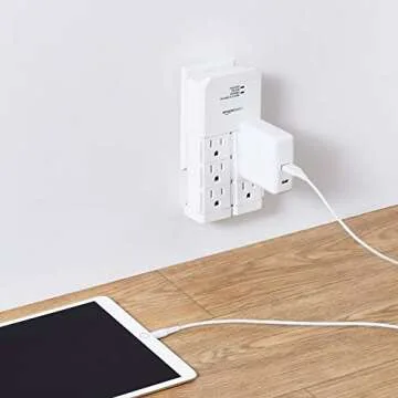 6-Outlet Surge Protector with Rotating Design - White