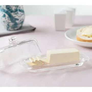 Elegant Royalty Art Glass Butter Dish for Freshness