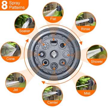 100FT Garden Hose, Expandable, Durable Lightweight, Flexible Expanding, Double Latex Core, 3/4 Solid Brass Fittings, Extra Strength Fabric, 8 Function Spray Nozzle Water Hoses (100FT)