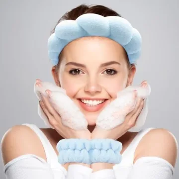 Zkptops Spa Headband and Wristband Set for Face Washing