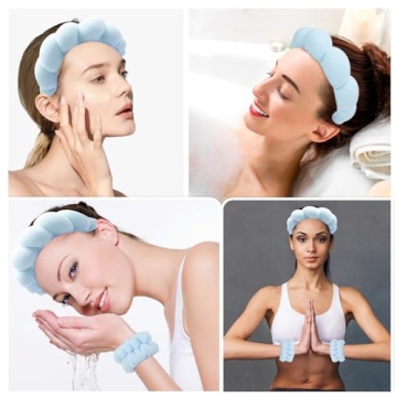 Zkptops Spa Headband and Wristband Set for Face Washing
