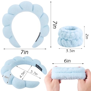 Zkptops Spa Headband and Wristband Set for Face Washing