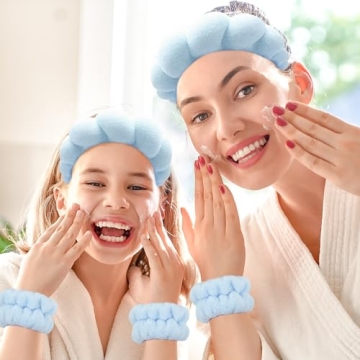 Zkptops Spa Headband and Wristband Set for Face Washing
