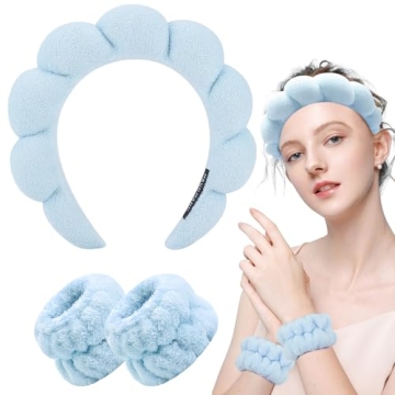 Zkptops Spa Headband and Wristband Set for Face Washing