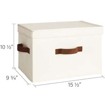 StorageWorks Closet Storage Bin with Lids, Decorative Storage Boxes with Handles, Fabric Storage Bin...