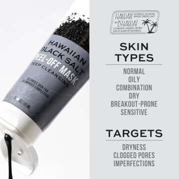 Freeman Exotic Blends Hawaiian Black Salt Peel-Off Face Mask, Detoxifying & Cleansing Facial Mask,